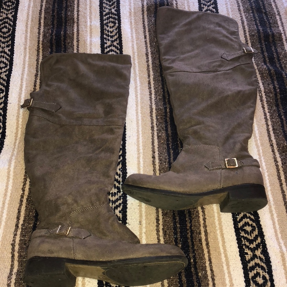 Taupe-ish grey knee high boots